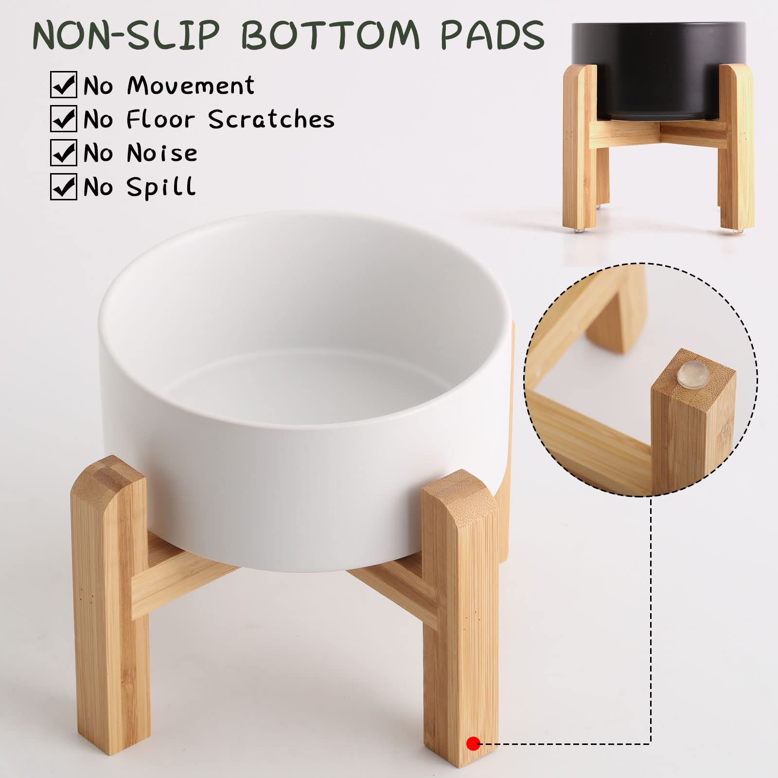 Petygooing bamboo stand with non-slip base keeps bowls steady