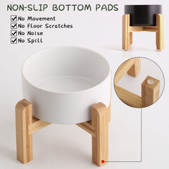 Petygooing bamboo stand with non-slip base keeps bowls steady