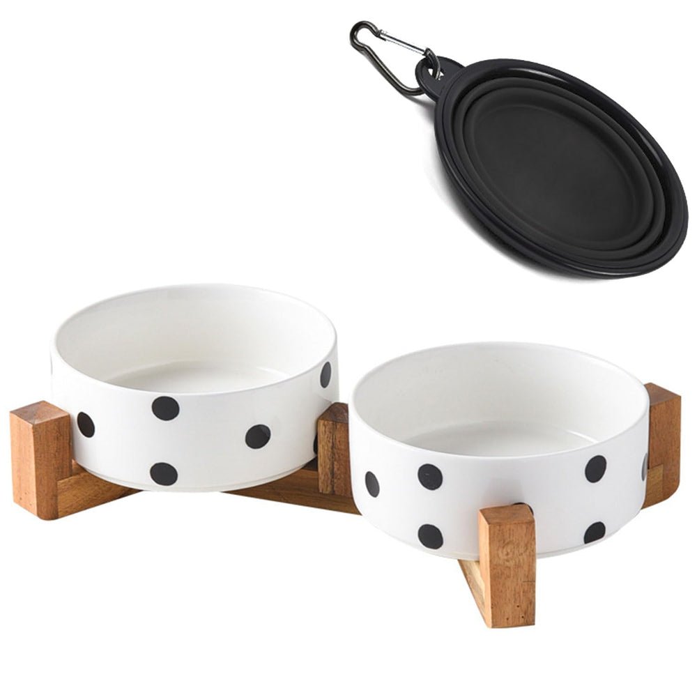 Petygooing ceramic dog bowl set with stand elevates meals and prevents sliding.