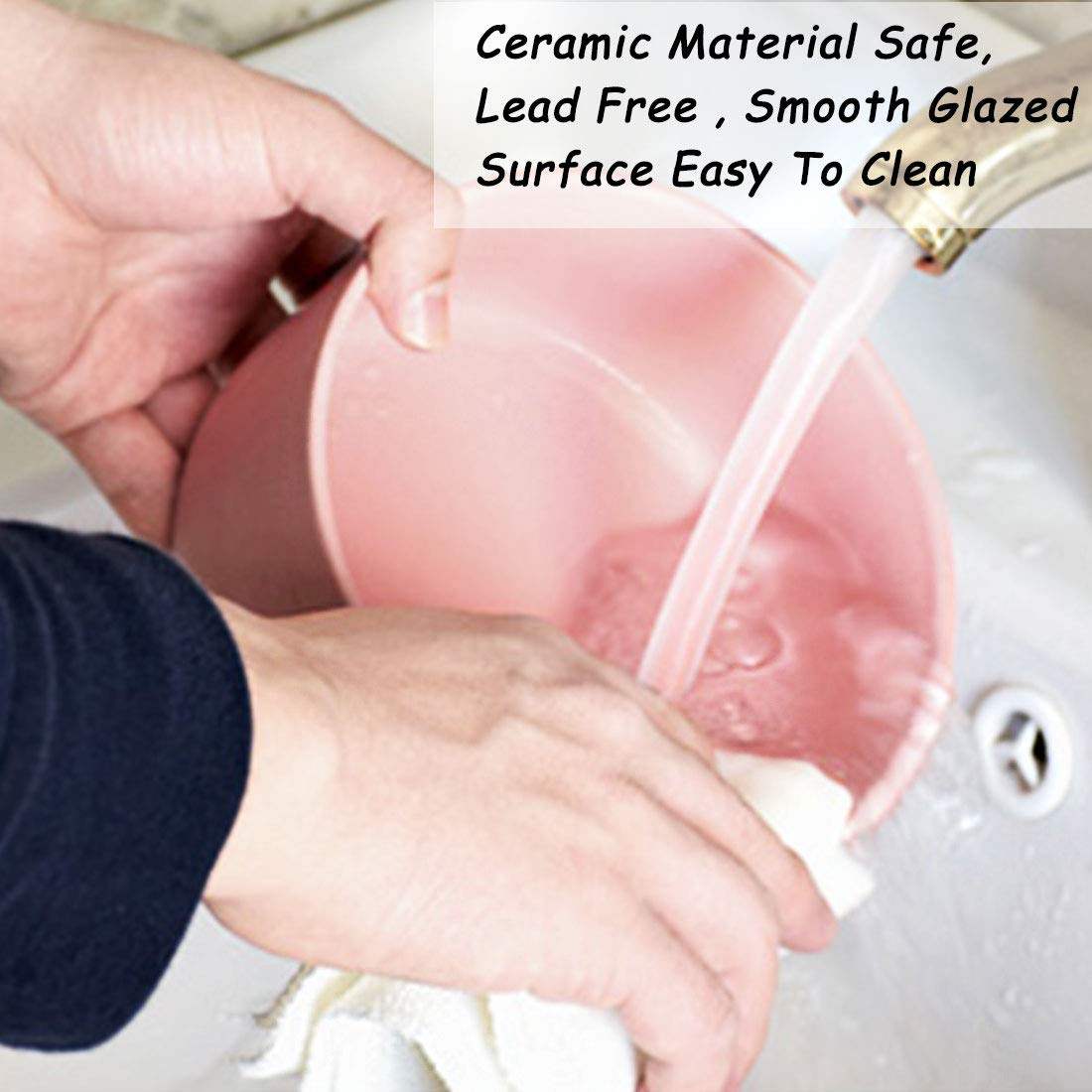 Dishwasher-safe pink ceramic bowls by Petygooing for easy cleaning