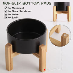 Petygooing wood stand highlights non-slip base keeps bowls steady during meals