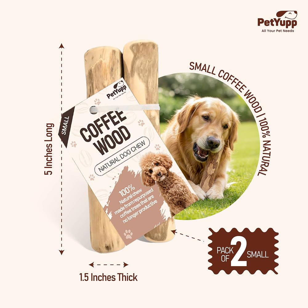 PetYupp coffee wood dog chew for small jaws with comfortable grip