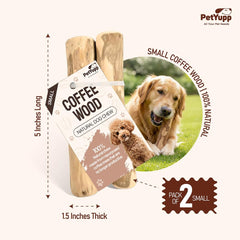 PetYupp coffee wood dog chew for small jaws with comfortable grip