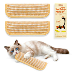 PetZen Garden sisal catnip pillow kicker promotes durable scratching and vigorous play.