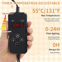 PETZOOKA heating mat showing timer setting for customizable warmth