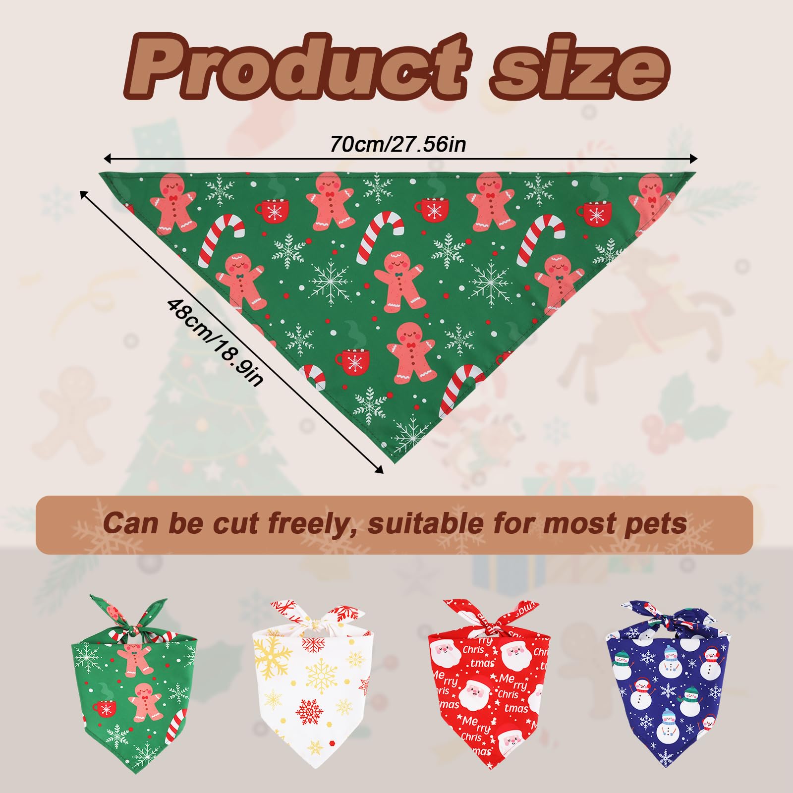 PEUTIER dog bandanas snowflake pattern adds cute holiday style for pets.