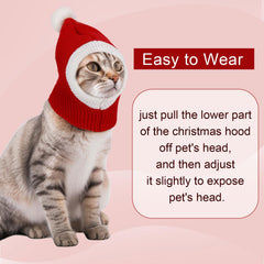 PEUTIER Santa dog-cat hat red hat pom-pom close-up emphasizes durable stitching and plush texture.