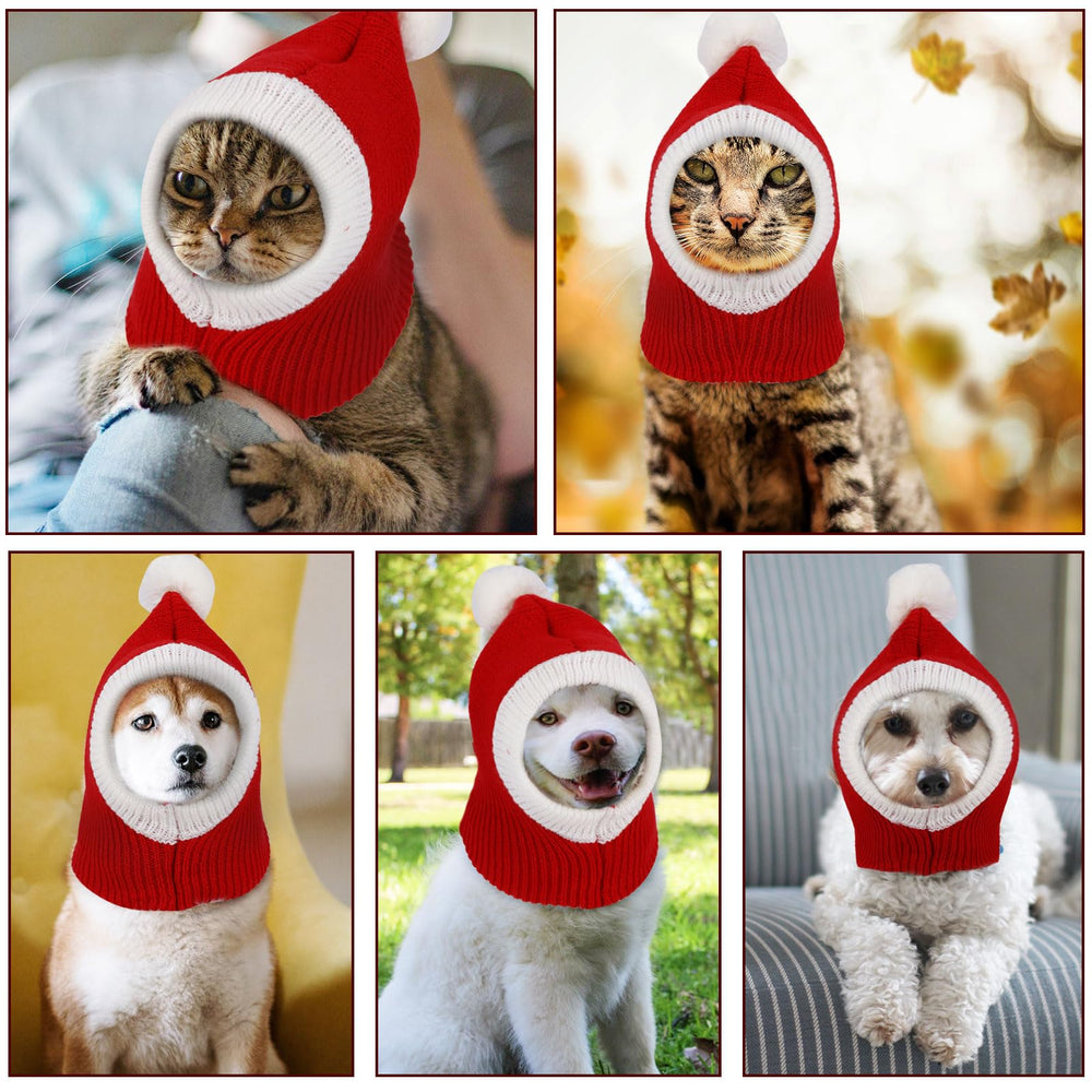 PEUTIER Santa dog-cat hat red hat stitching-detail reveals quality craftsmanship and warmth retention.