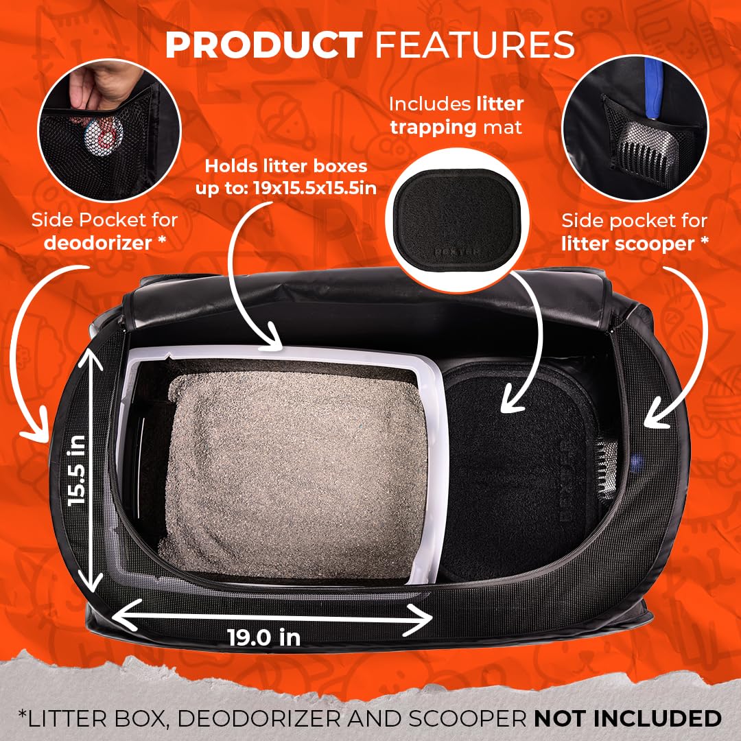 PEXTER Cat Litter Box Enclosure dog-proof front view shows sturdy protection.