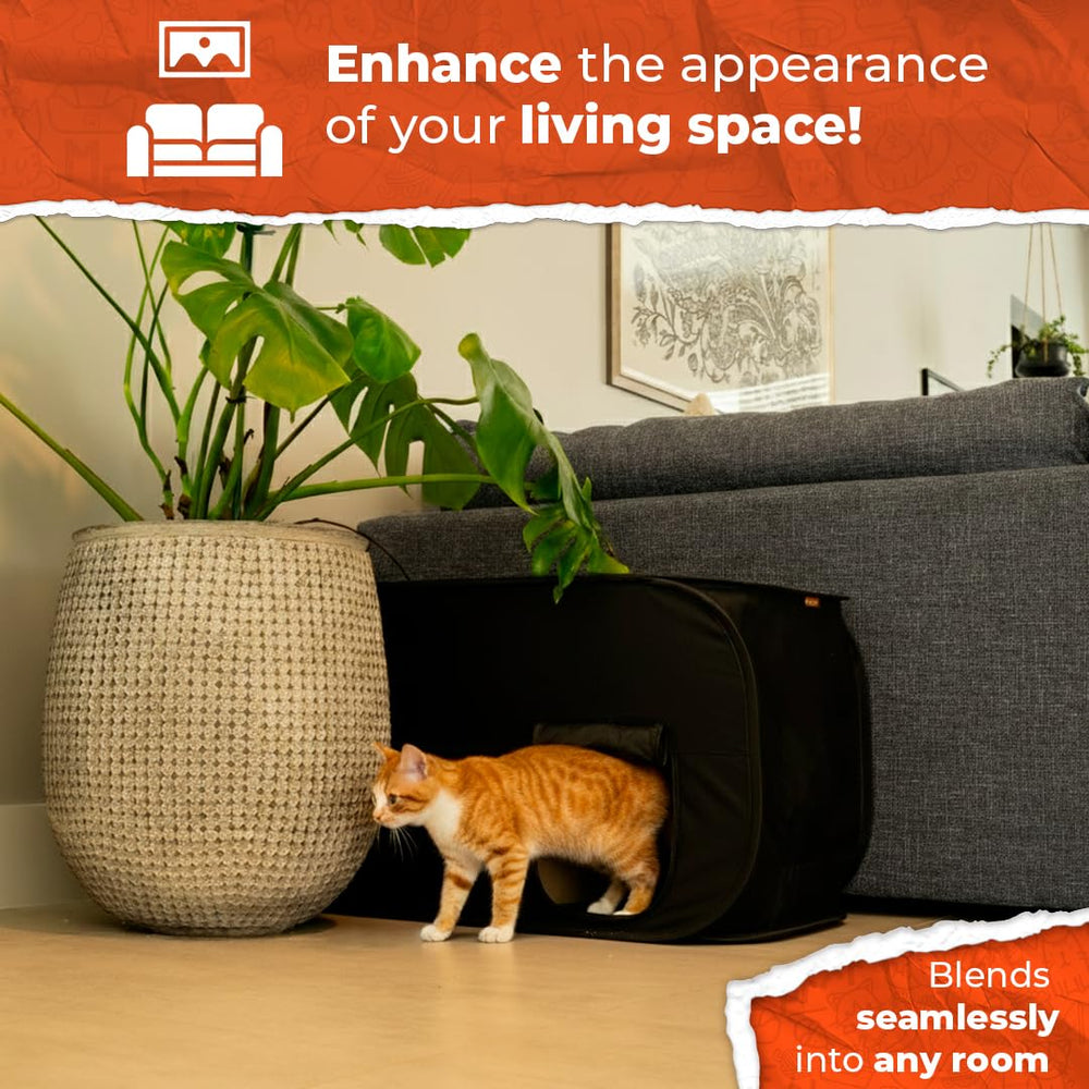 PEXTER Cat Litter Box Enclosure litter mat helps trap debris at entry.