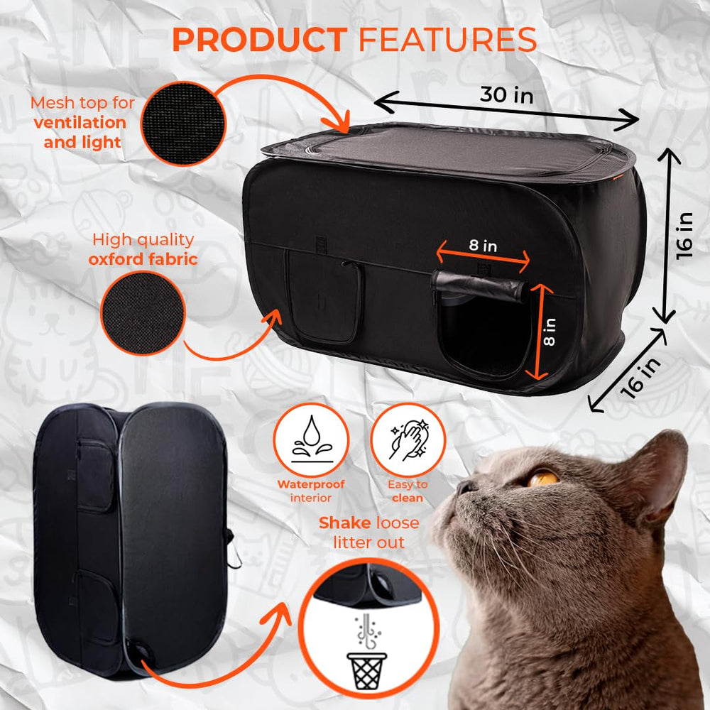 PEXTER Cat Litter Box Enclosure scoop pocket keeps the scoop within reach.