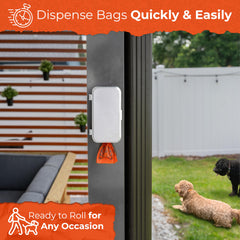 Pexter dog poop bag dispenser four-roll capacity visible for quick bag changes.