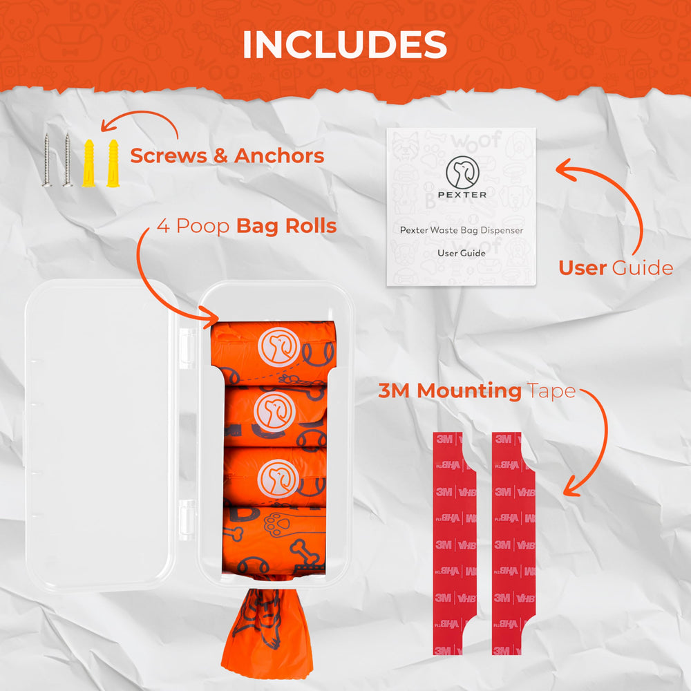 Pexter dog poop bag dispenser front view showcases discreet design blending with decor.