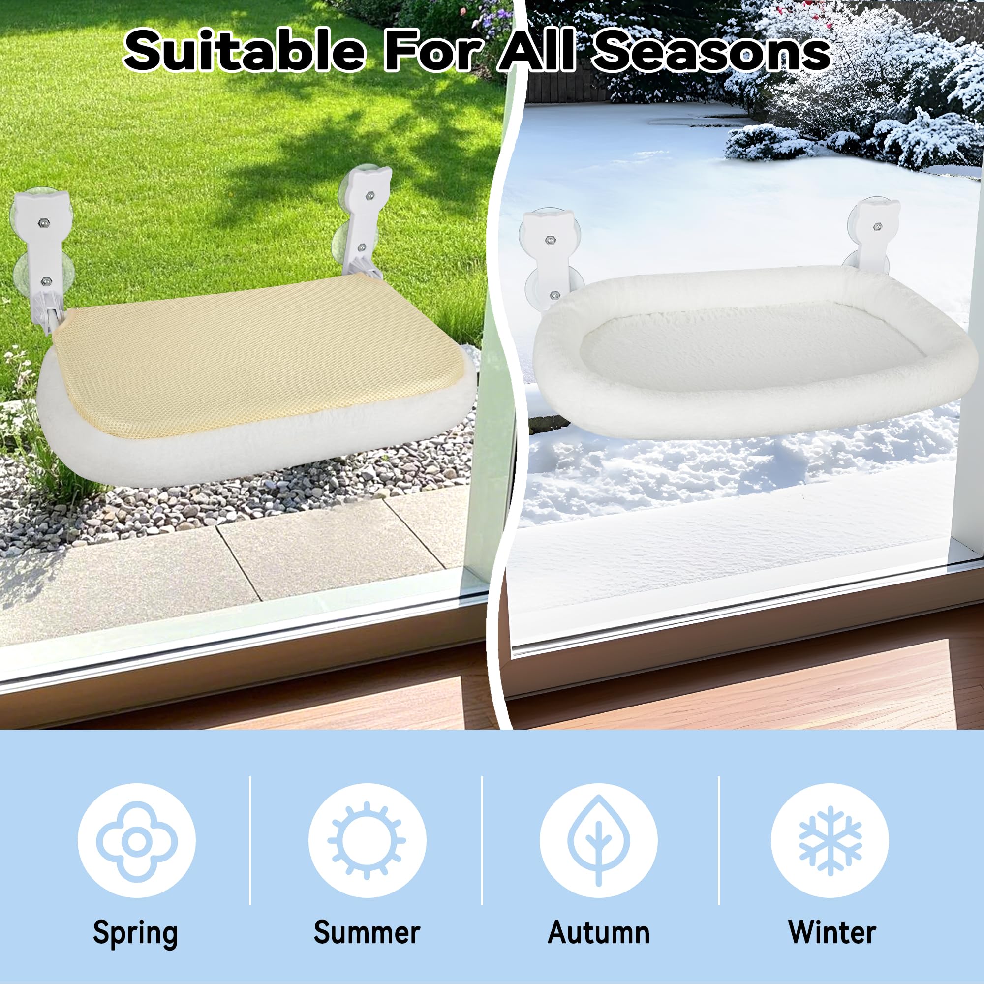Peyela cat window perch suction cups emphasize strong stability on glass.