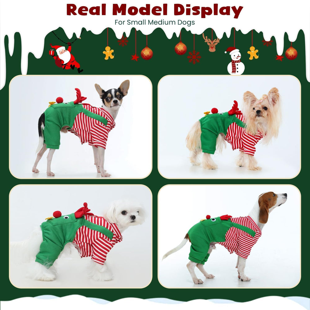 Pezluxe elk-print dog pajamas for cozy holiday comfort