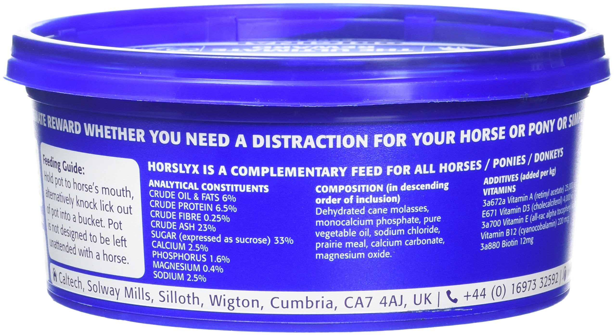 PFIFF Horslyx Minis nutrition ingredients bottle highlights biotin zinc methionine for hoof care