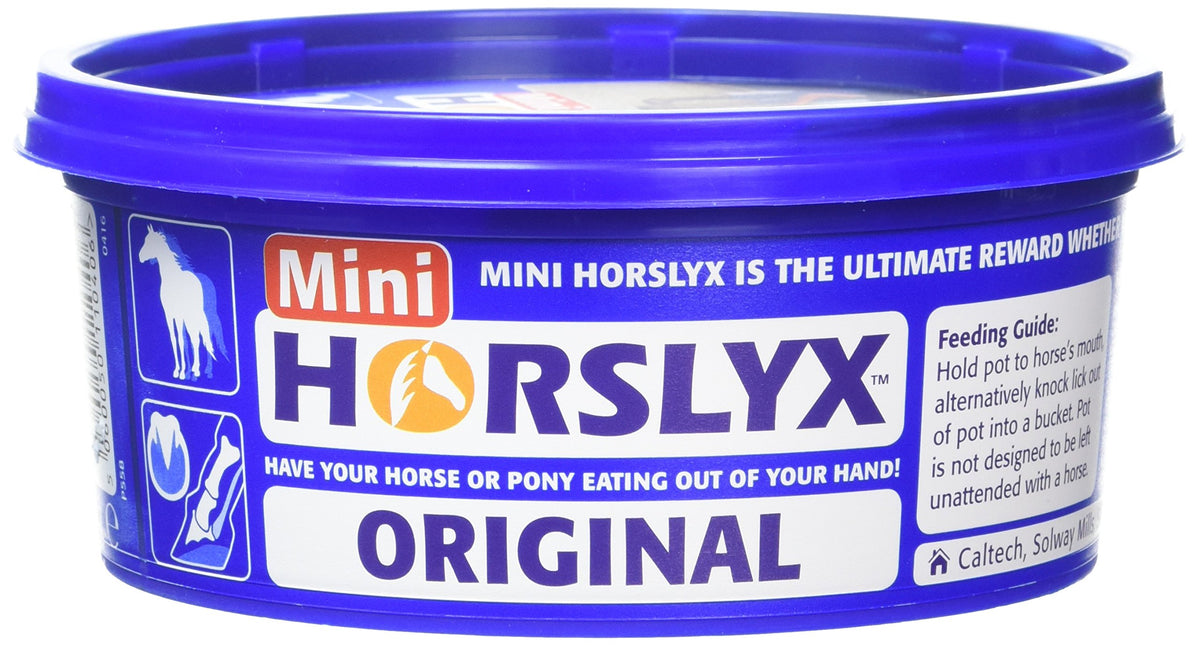 PFIFF Horslyx Minis original flavour 650g packaging closeup for easy feeding support