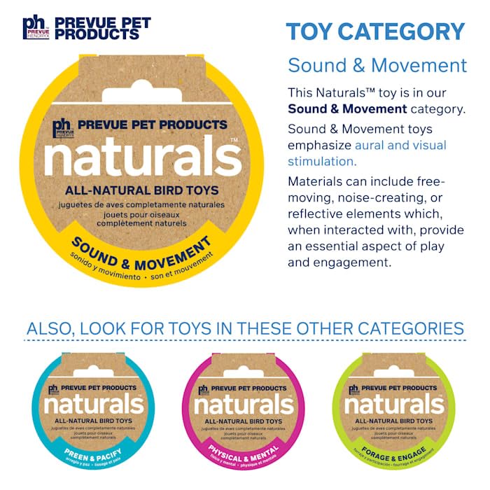 PH Prevue Hendryx Naturals Crown Bird Toy stainless-quick-link for secure durable attachment