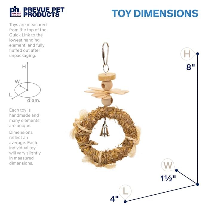 PH Prevue Hendryx Naturals Crown Bird Toy textures-beads-popsicle-sticks for varied tactile exploration