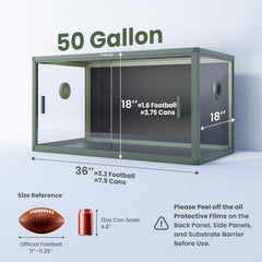 Phailozoo 50gallon tank top screen ventilation balances airflow for reptile comfort.