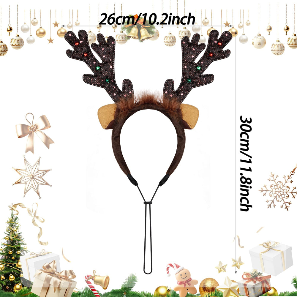 phnydreg dog reindeer antlers headband adjustable strap demonstrates secure, comfortable fit for active pets.