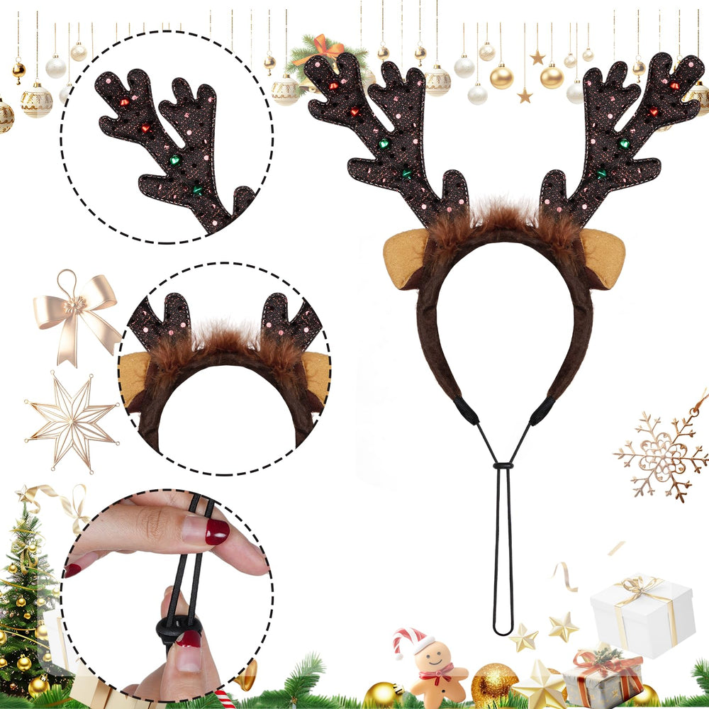 phnydreg dog reindeer antlers headband durable design supports long-lasting holiday use.