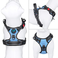 PHOEPET front-leash attachment harness reduces pulling during walks.