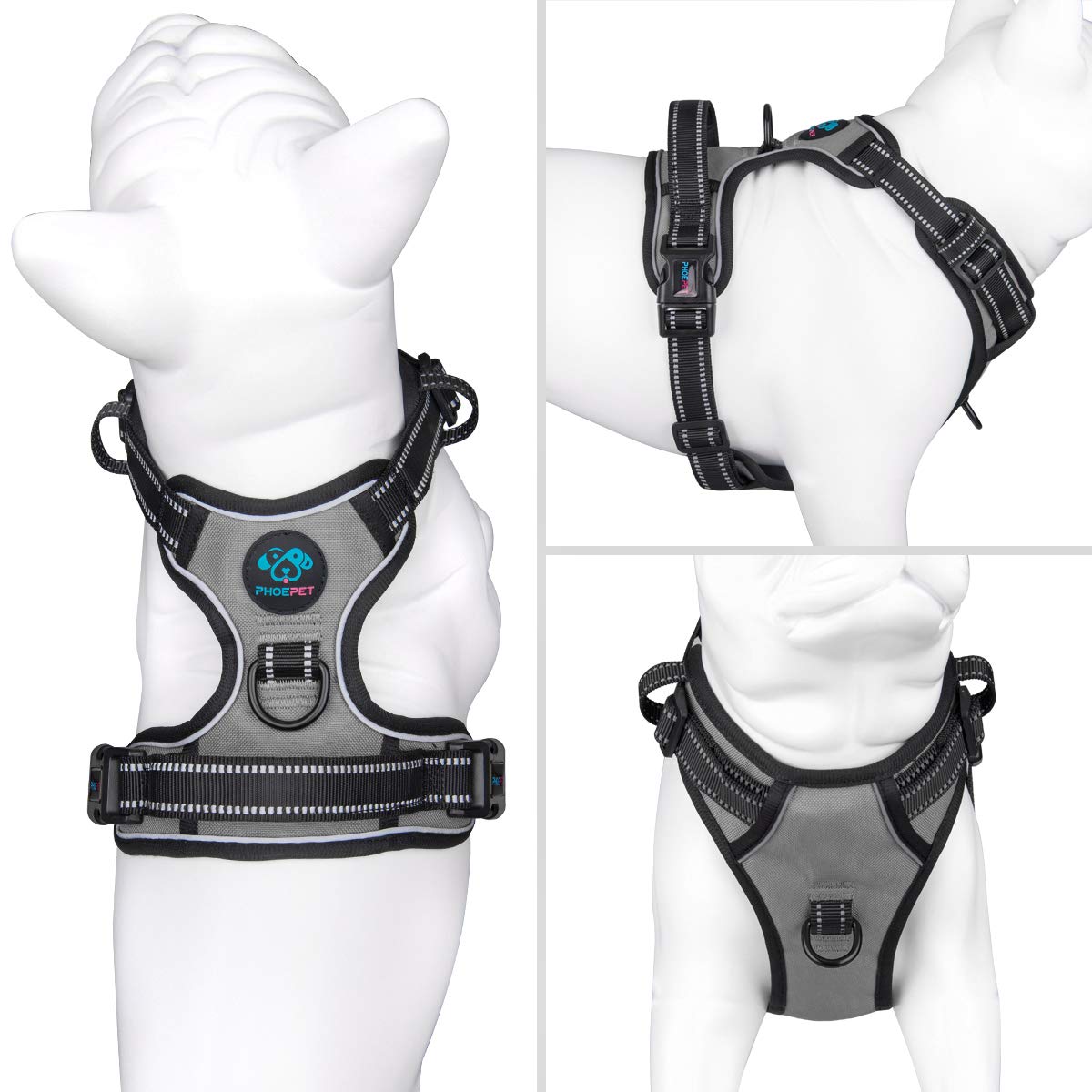 PHOEPET No Pull Harness back padding provides comfortable all-day wear.