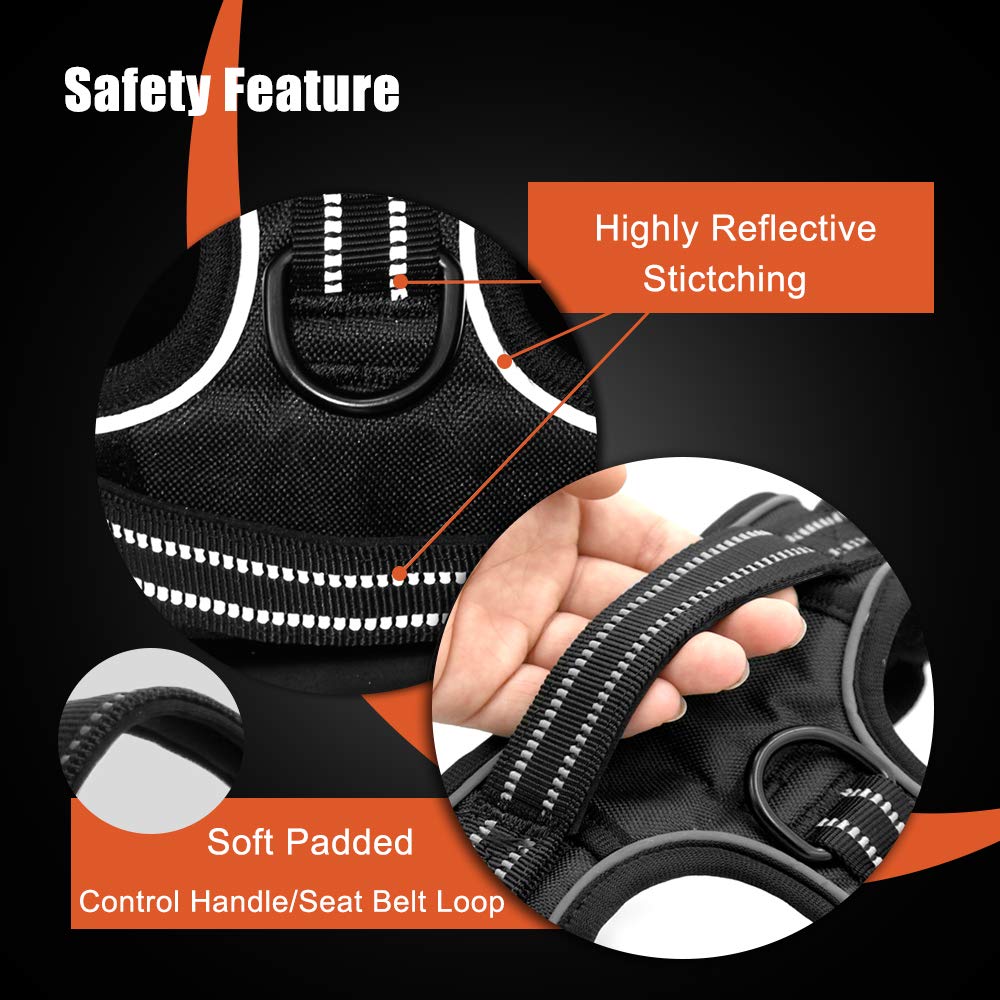 PHOEPET No Pull Harness reflective straps boost visibility in low light.