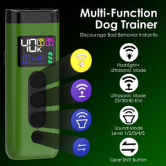 Phzibor dog bark deterrent green side view highlights ergonomic grip during walks