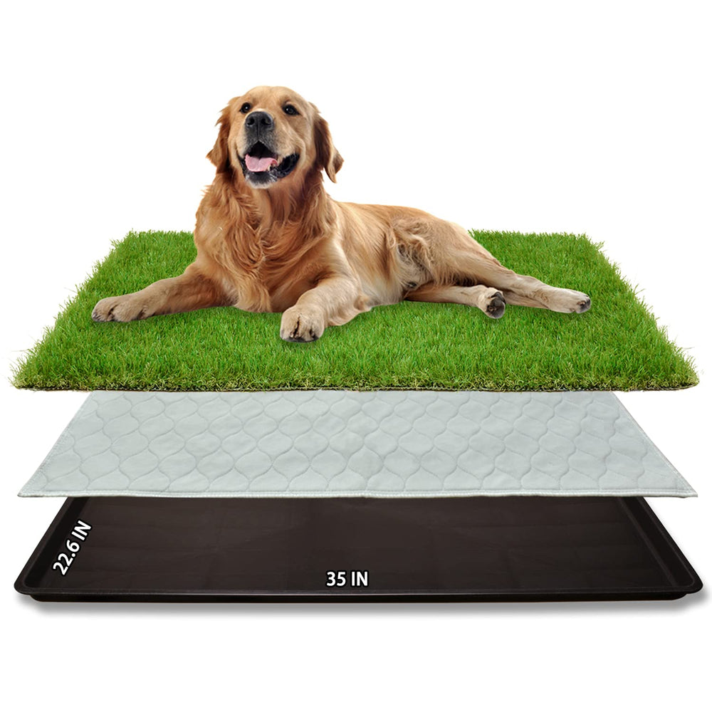 PICK FOR LIFE dog grass large potty patch tray system shows easy clean and training versatility.
