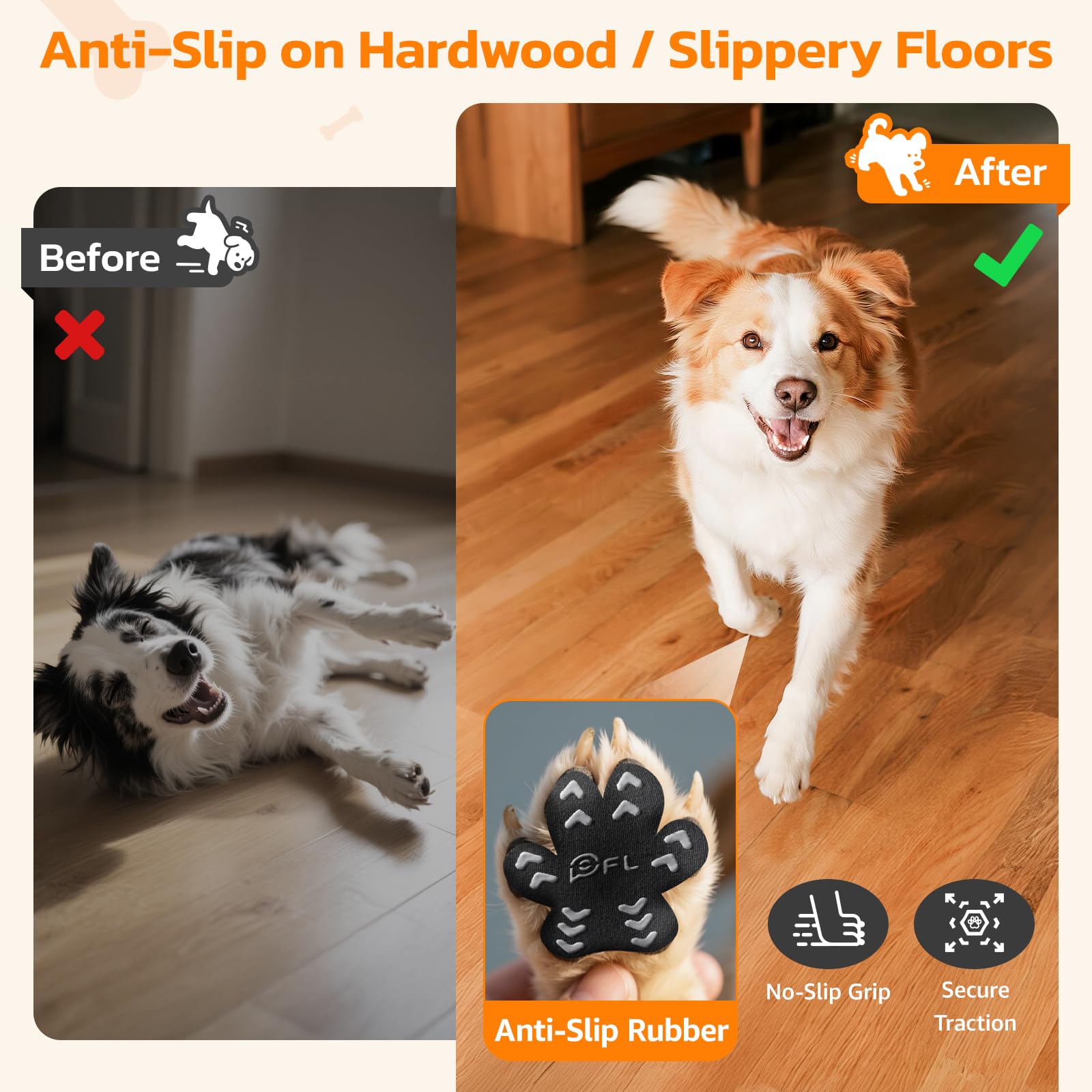 PICK FOR LIFE dog paw protector pads traction closeup shows soft breathable material.