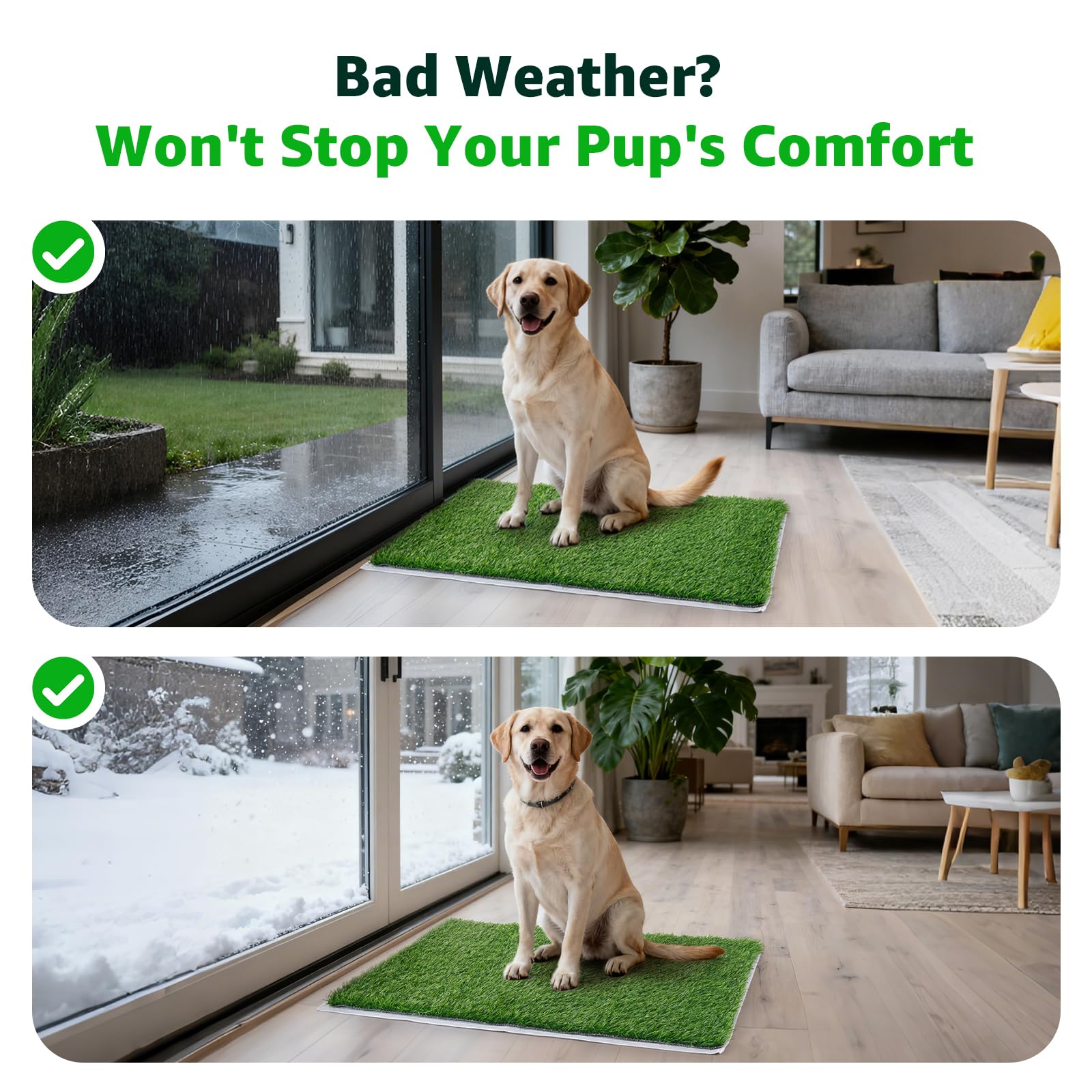PICK FOR LIFE dog potty on deck shows clear drainage and easy maintenance.