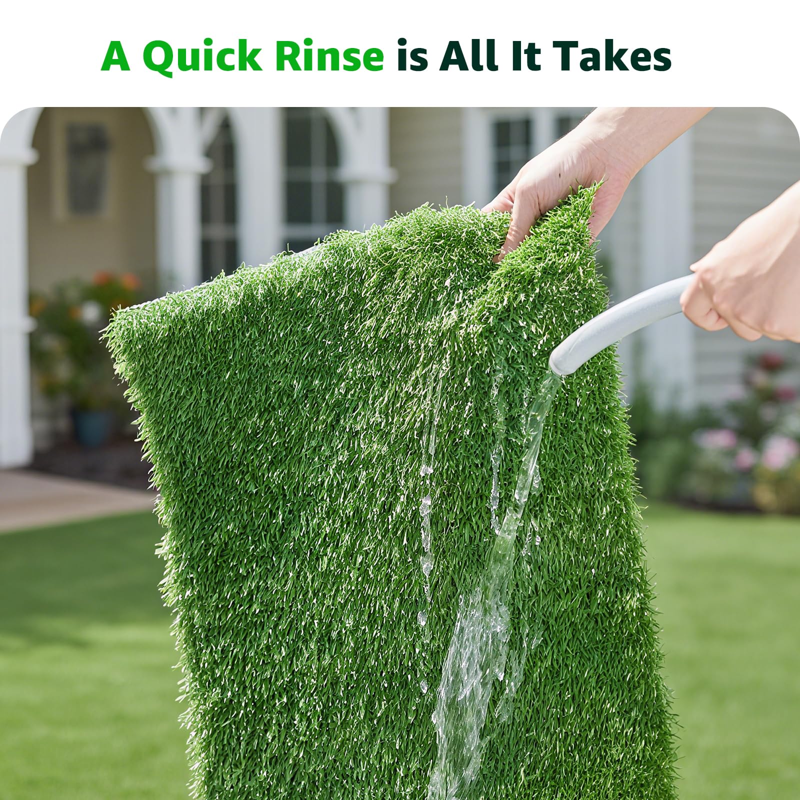 PICK FOR LIFE easy-clean design shown with hose rinsing.