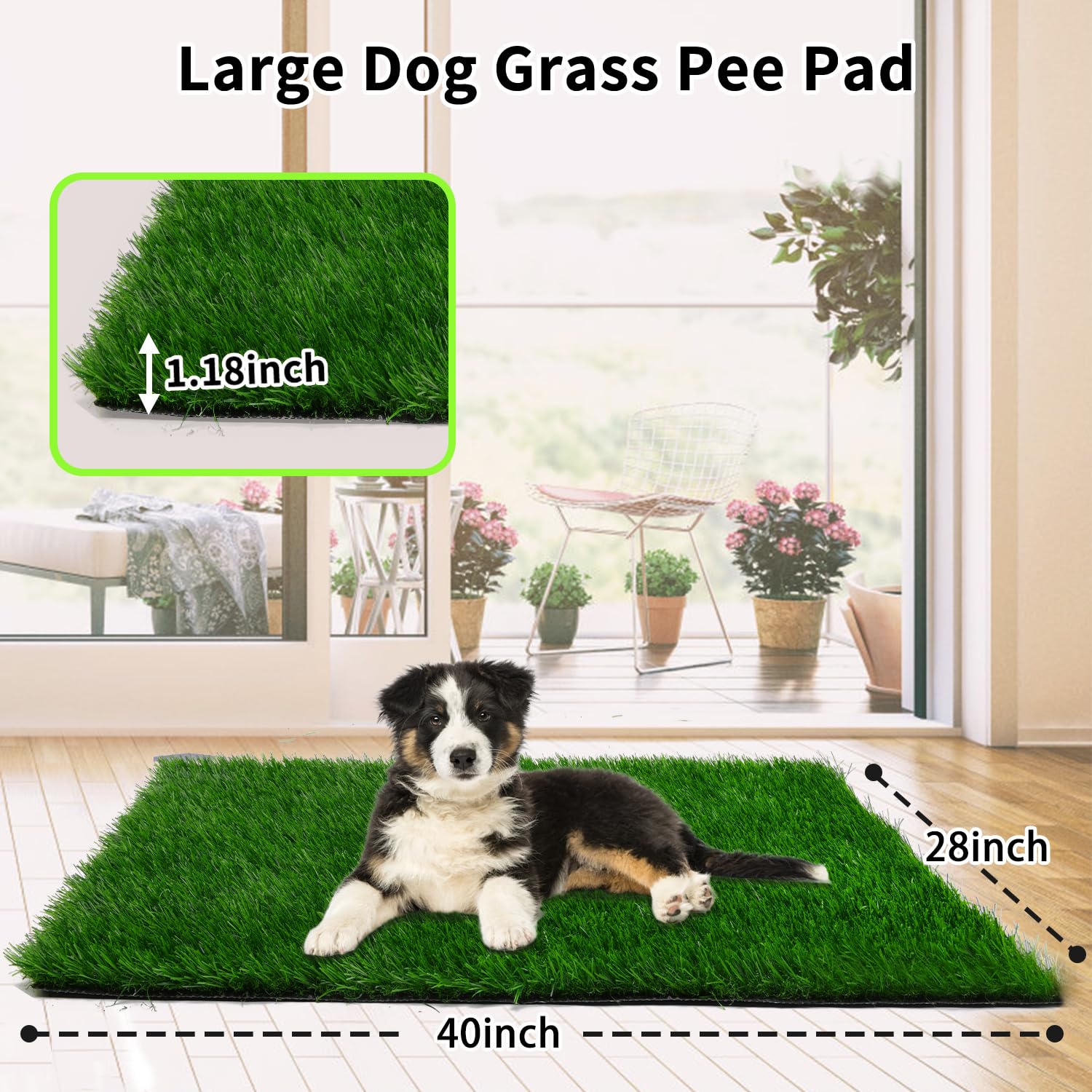 PICK FOR LIFE grass pad close-up shows 84 drainage holes for fast drainage.