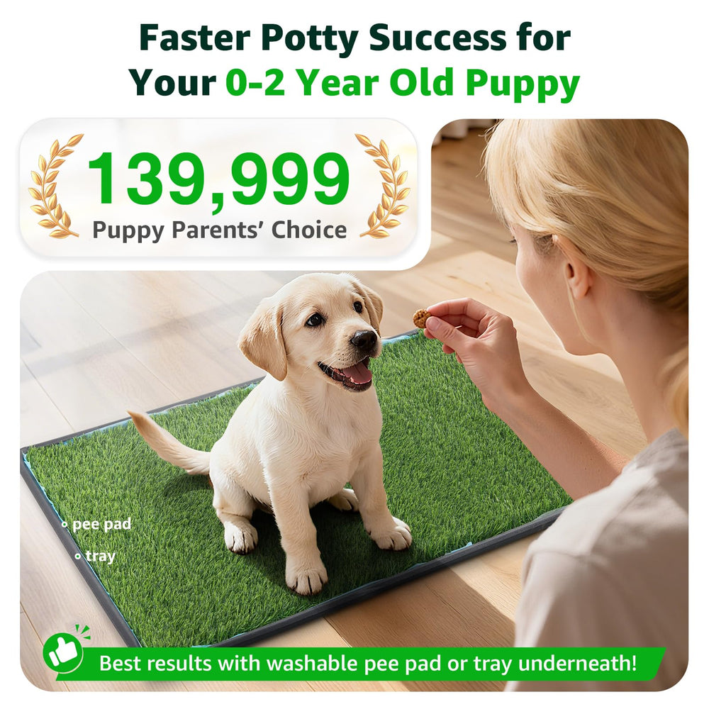 PICK FOR LIFE grass pad close-up highlights soft, realistic fibers for potty training realism.