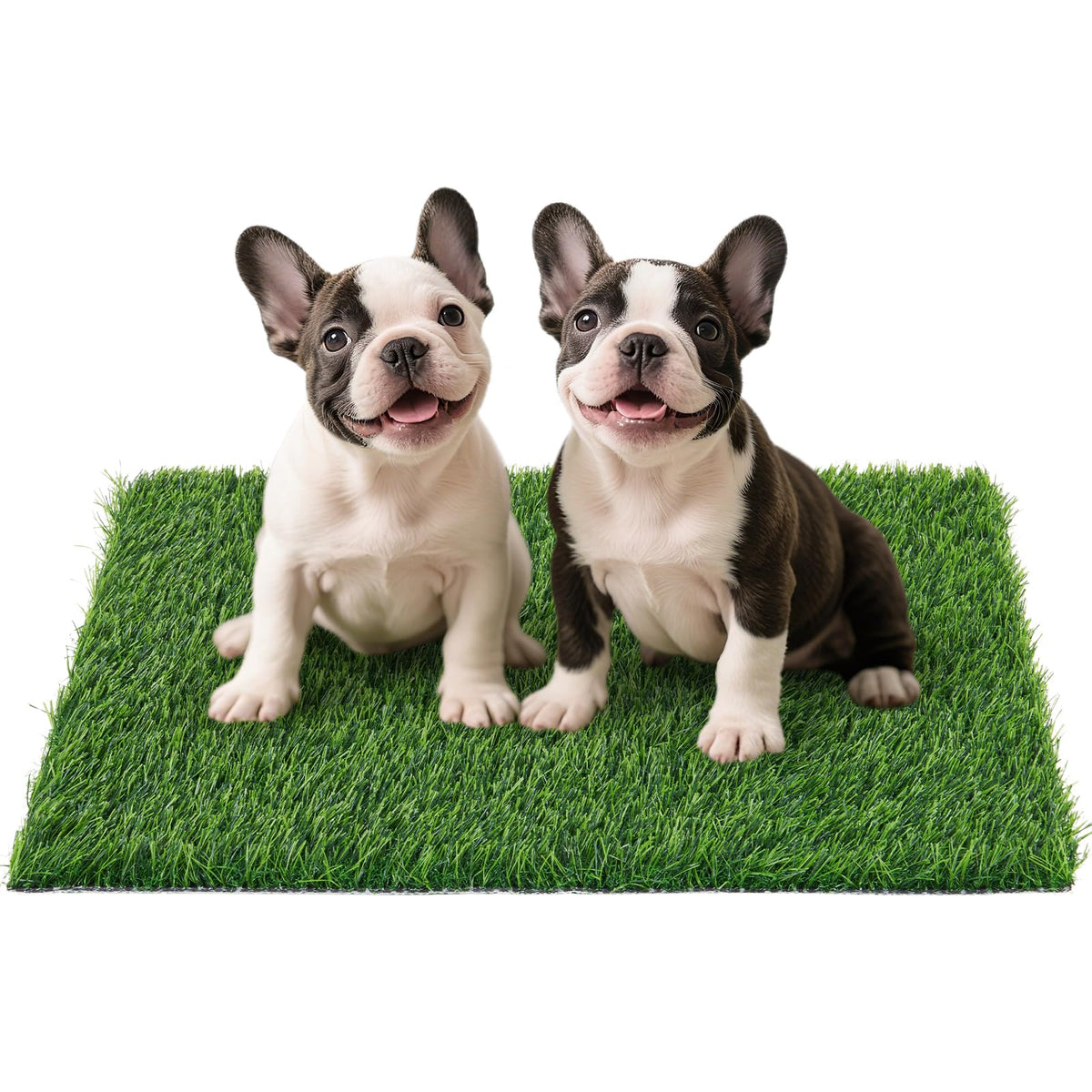 PICK FOR LIFE grass pad on balcony for indoor potty training and easy cleanup.