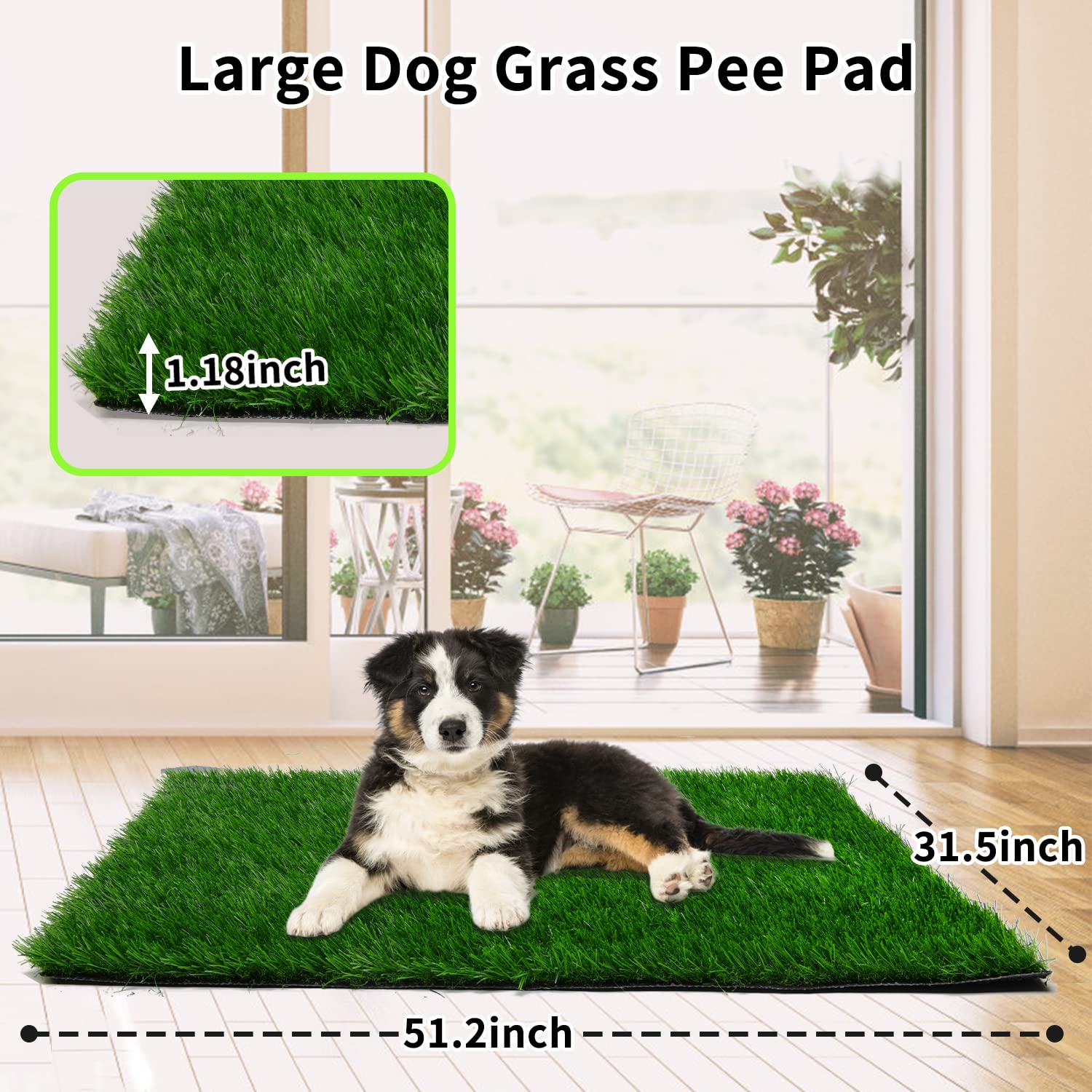 PICK FOR LIFE Grass Pad for Dogs absorbency close-up highlights drainage holes for quick drying.