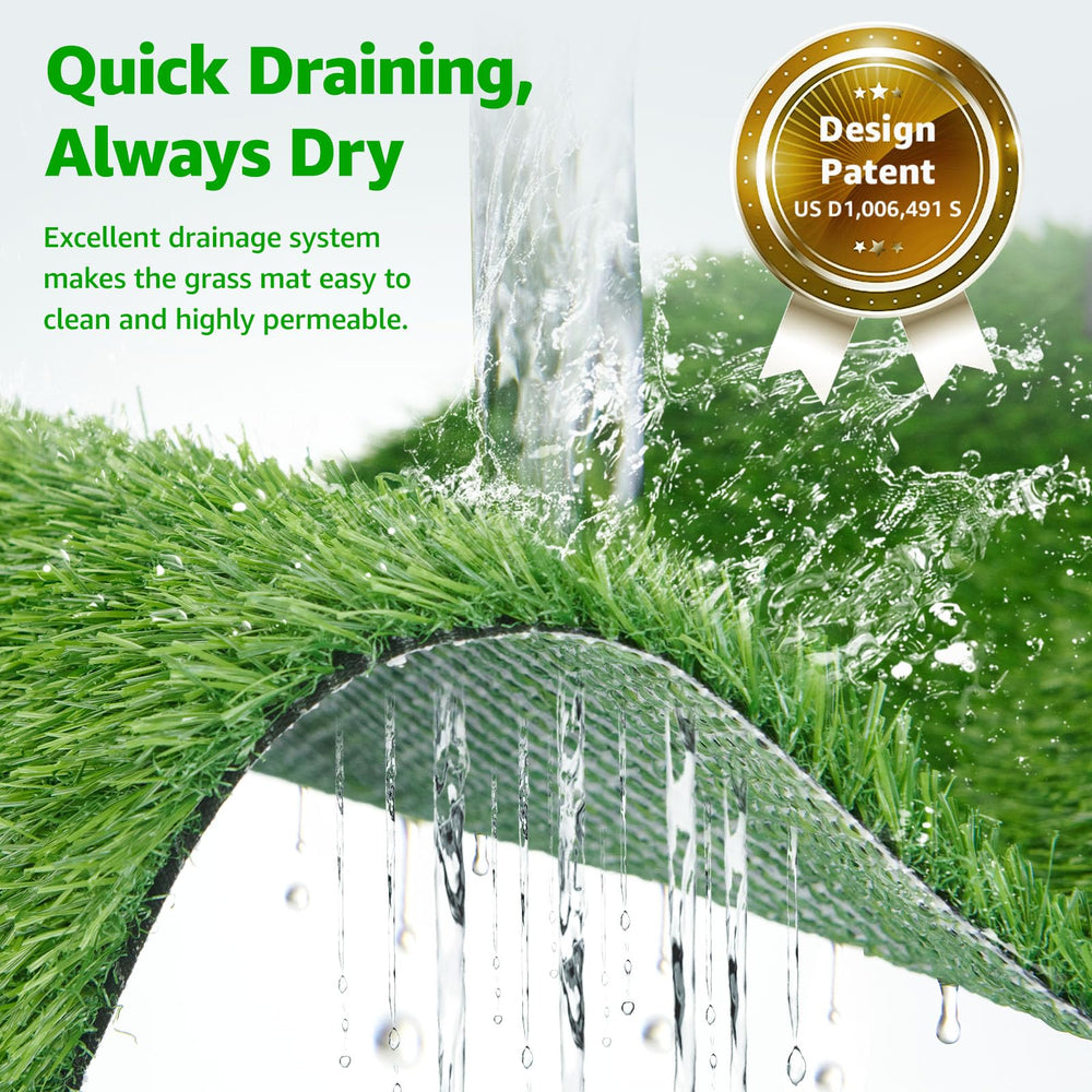 PICK FOR LIFE quick-draining grass mat reduces soggy spots for a tidier space