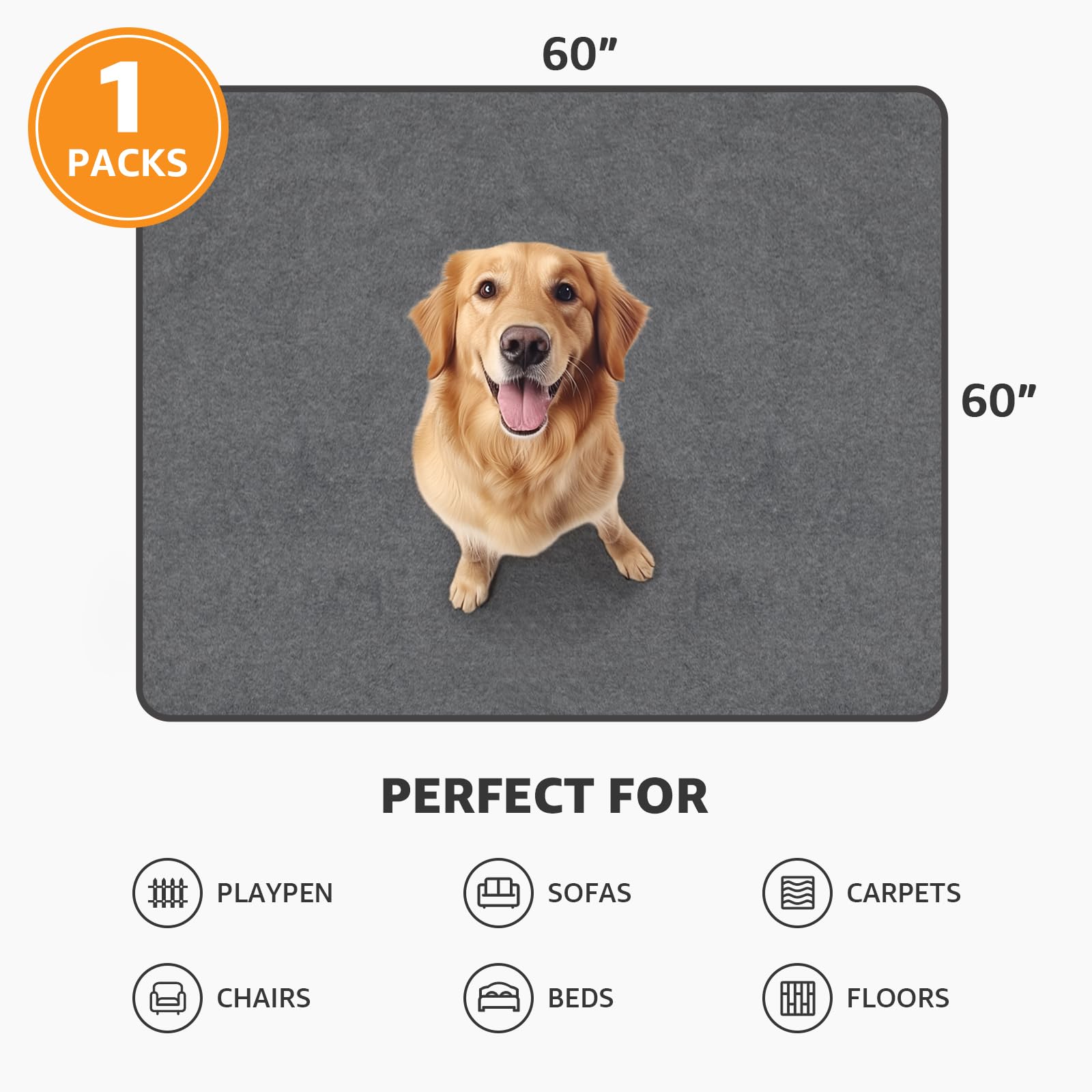 PICK FOR LIFE house-breaking pad keeps playpen floors clean and odor controlled.