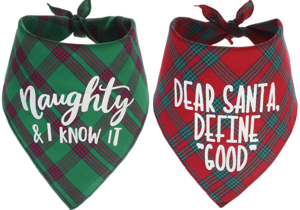 PICKUPIK dog Christmas bandana red plaid for festive wear and photos.