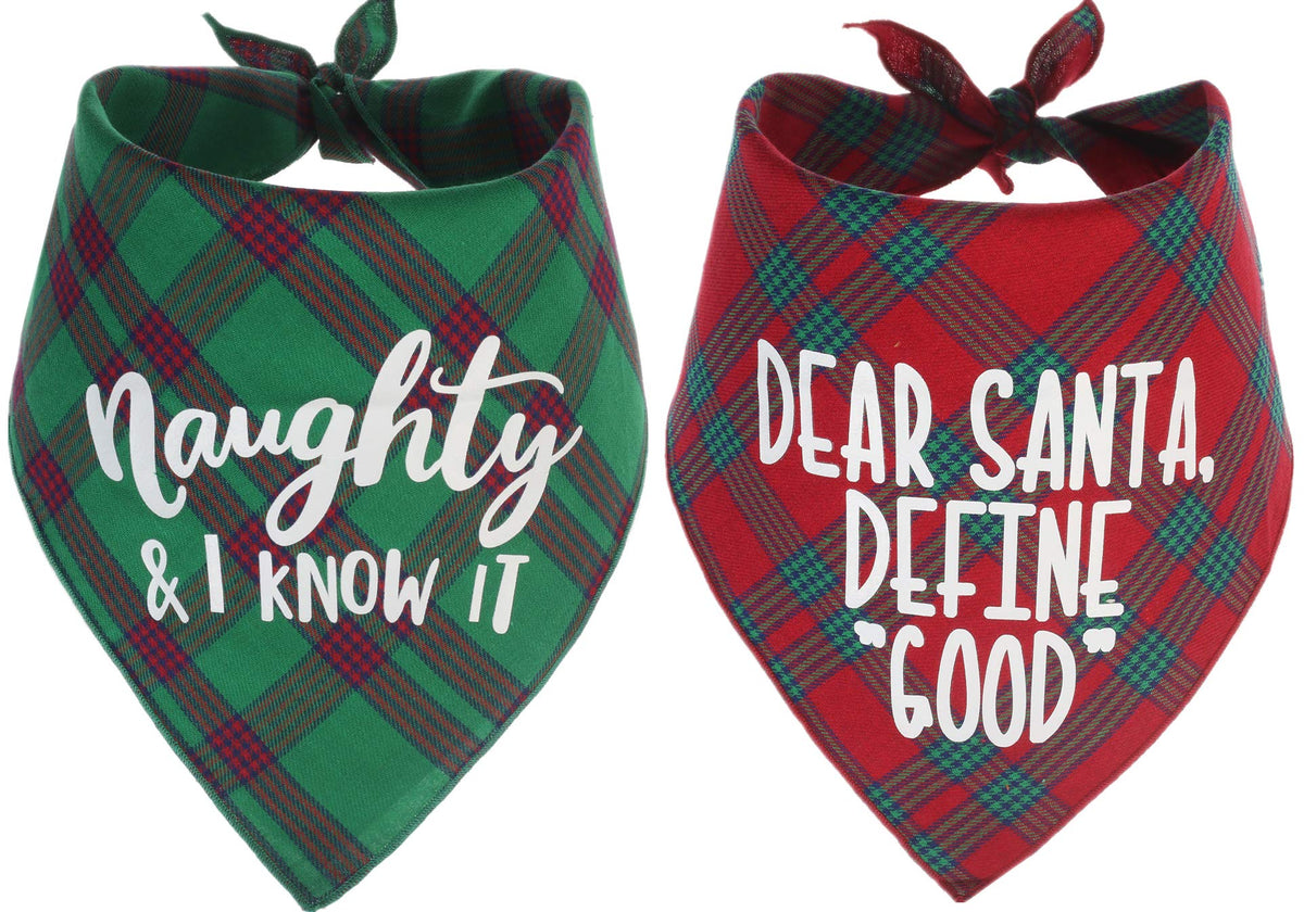 PICKUPIK dog Christmas bandana red plaid for festive wear and photos.