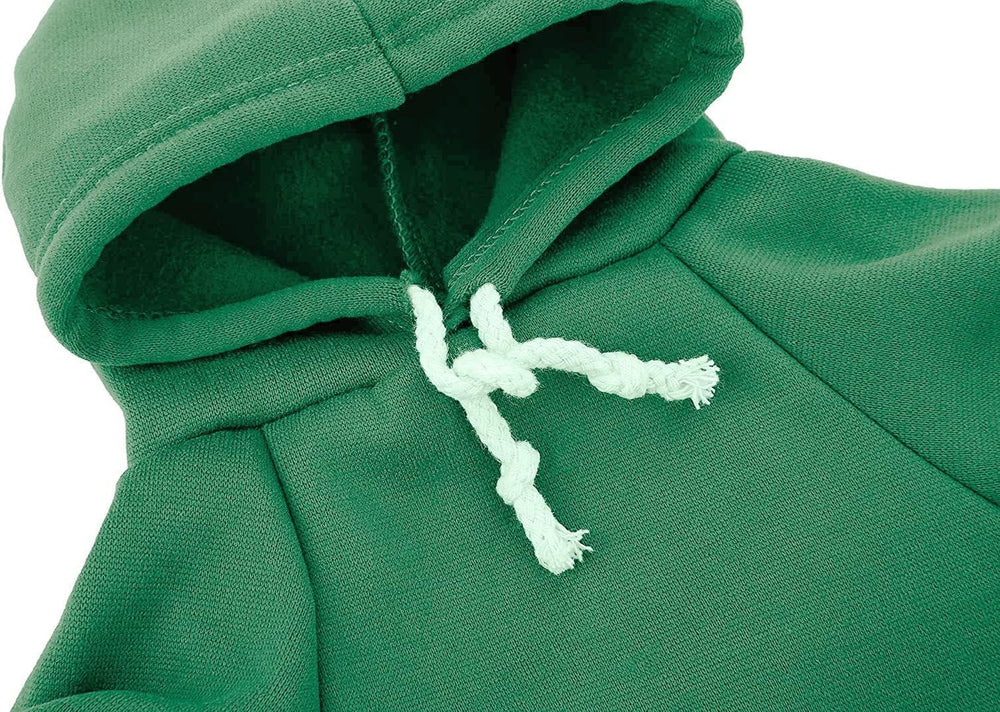 PICKUPIK Green Dog Hoodie closeup fleece texture for soft, breathable warmth.
