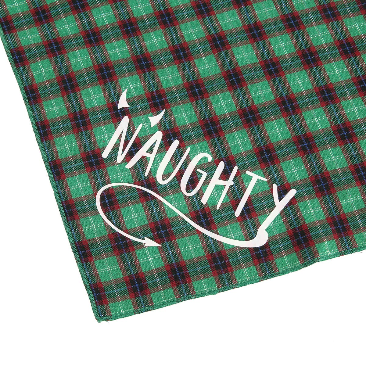 PICKUPIK Naughty Nice Dog Bandana 3 displays red and green hues perfect for Christmas photo sessions.