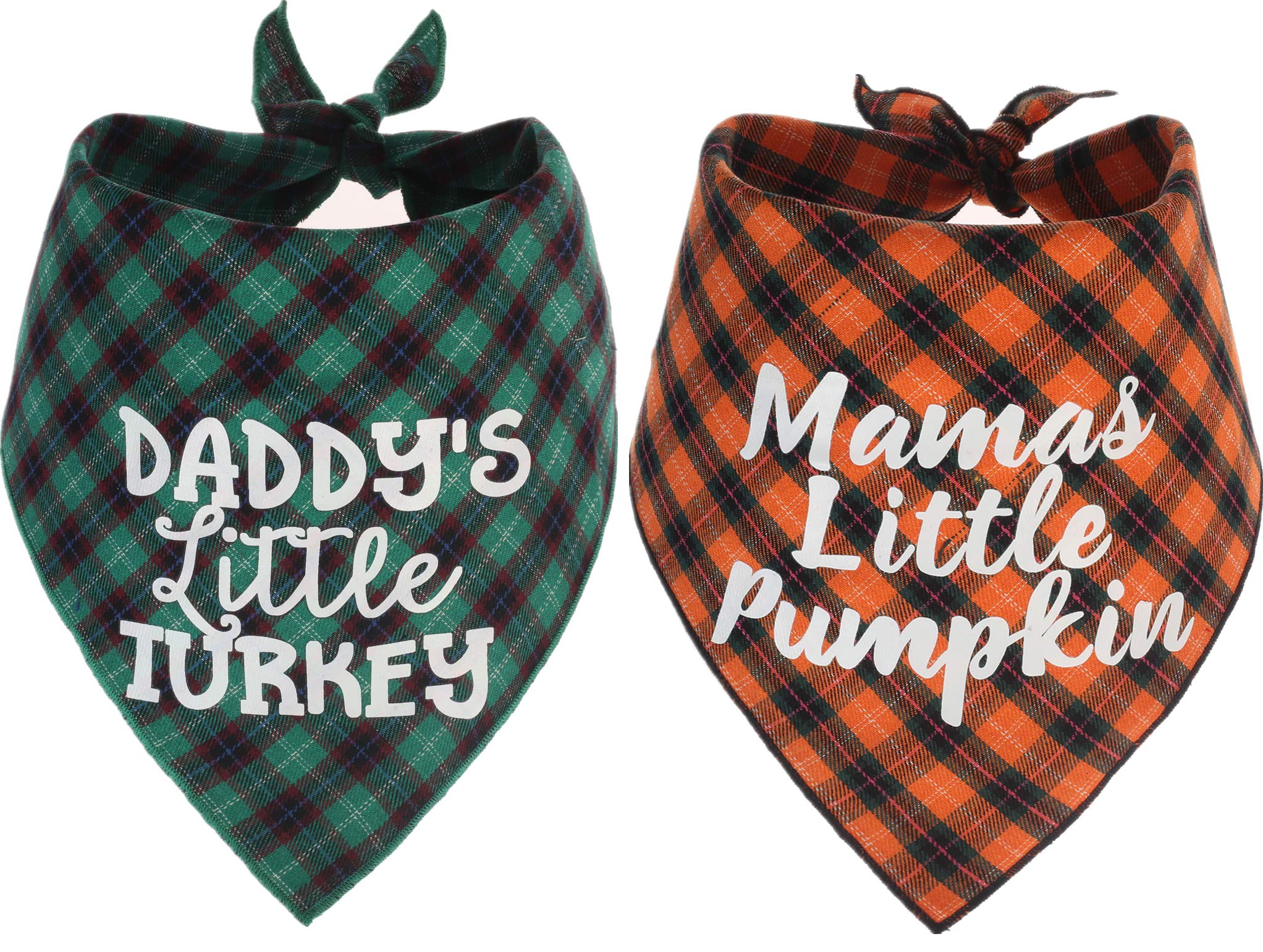 Pickupik Thanksgiving dog plaid bandana close-up shows soft cotton for comfy holiday wear.