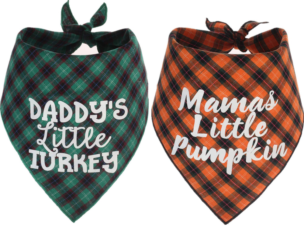 Pickupik Thanksgiving dog plaid bandana close-up shows soft cotton for comfy holiday wear.