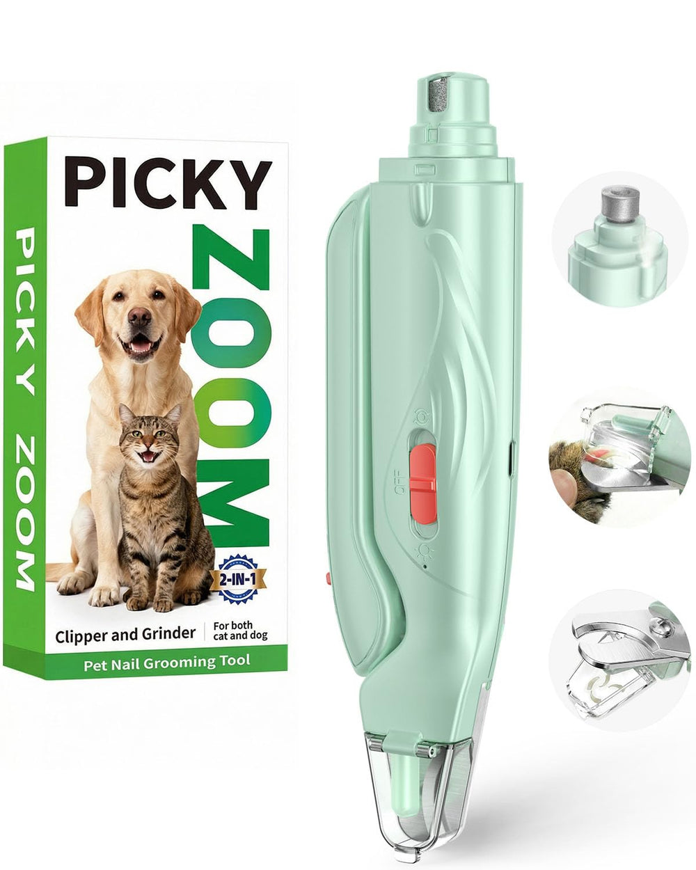 Picky zoom 2-in-1 nail clippers with light enable precise, safe trimming.