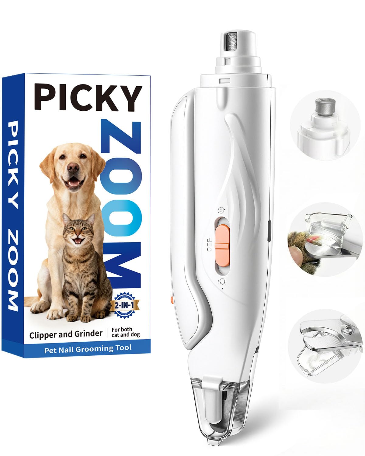 Picky Zoom 2-in-1 nail clippers with light enable precise trimming for dogs and cats.