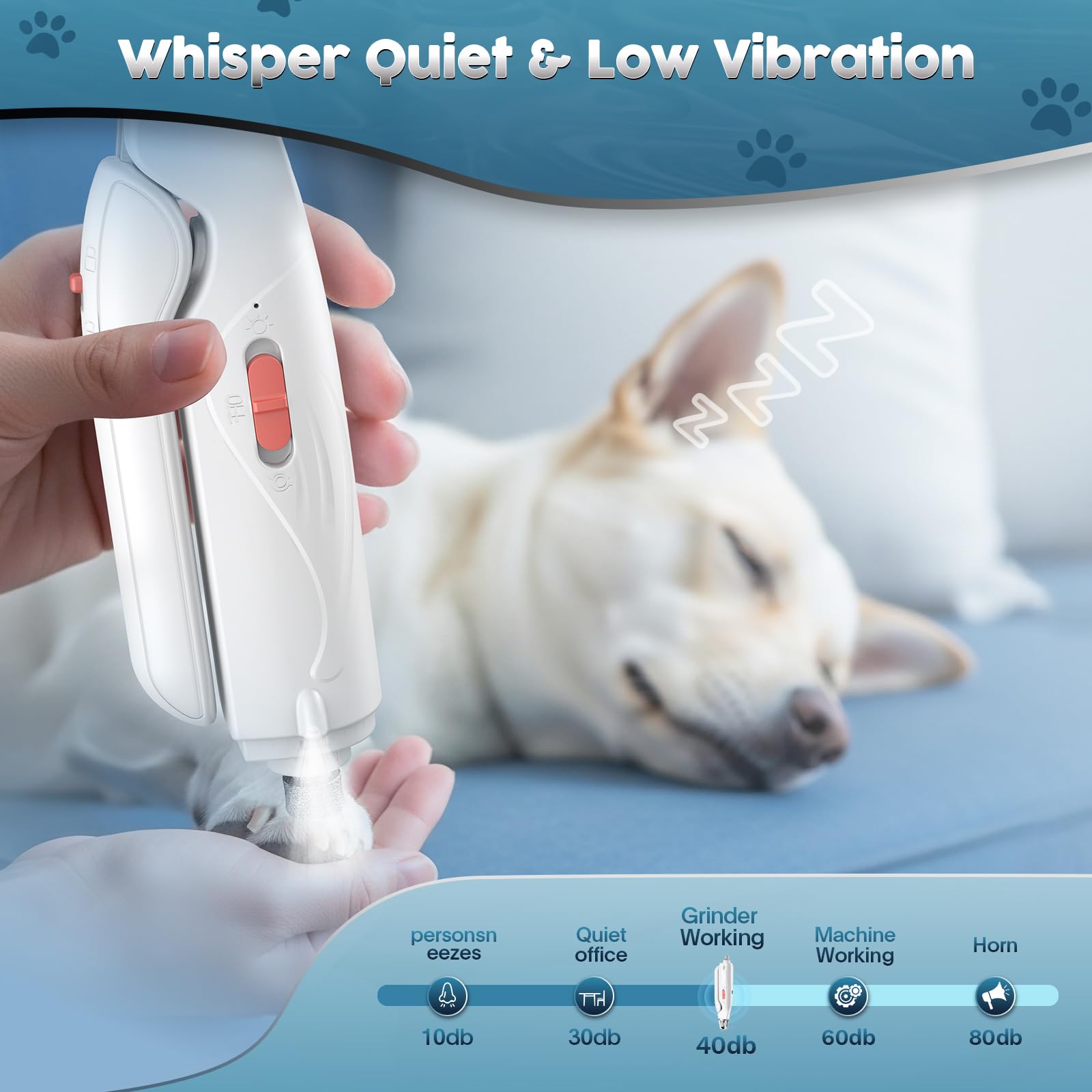 Picky Zoom ergonomic grip improves control during pet nail trimming.
