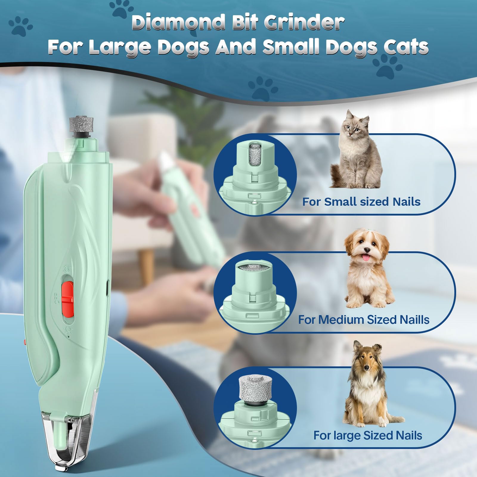 Picky zoom quiet nail grinder for dogs reduces stress during grooming.